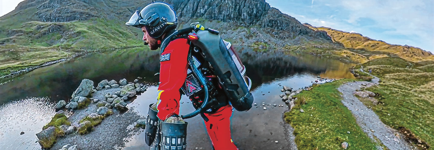 a man with a jetpack and helmet