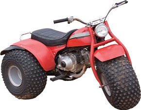 A small red ATV