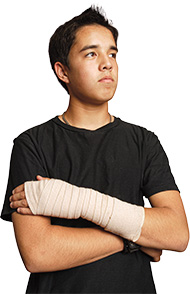 Image of a teen with a wrapped arm